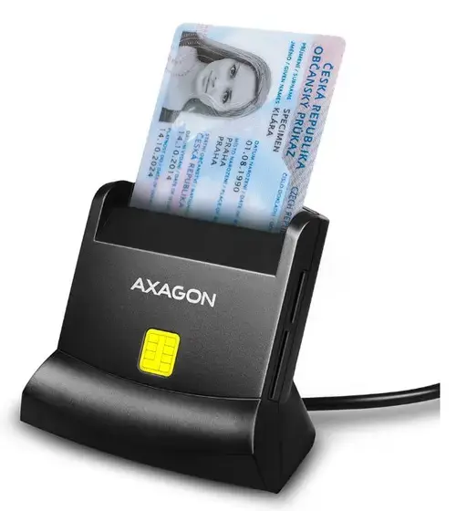 Cititor carduri inteligente / carte de identitate / SD / microSD / SIM card Axagon StandReader CRE-SM2, USB 2.0 (Negru)