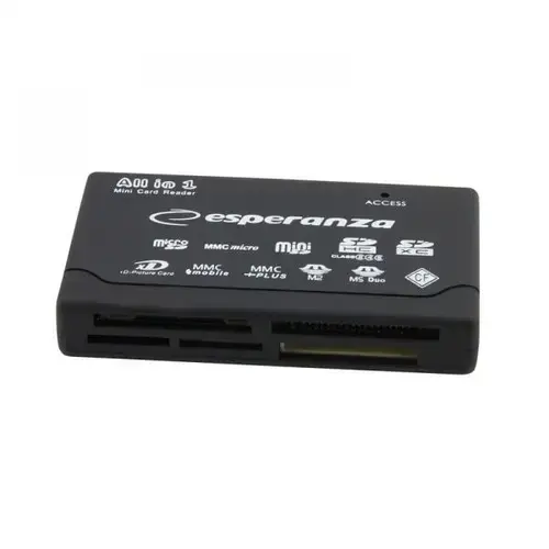 Cititor de carduri Esperanza, USB 2.0, All in One, (Negru)