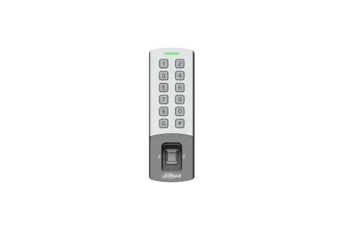 Cititor de proximitate standalone Dahua, card 13.56MHz, parola, amprenta, 10.000 utilizatori, RS-485 Wiegand, PoE, IP65, IK08, ASI1212M-P