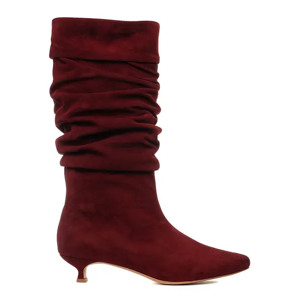 Cizme Crete Piele Intoarsa Eva 30, Burgundy - 38 / 4 cm