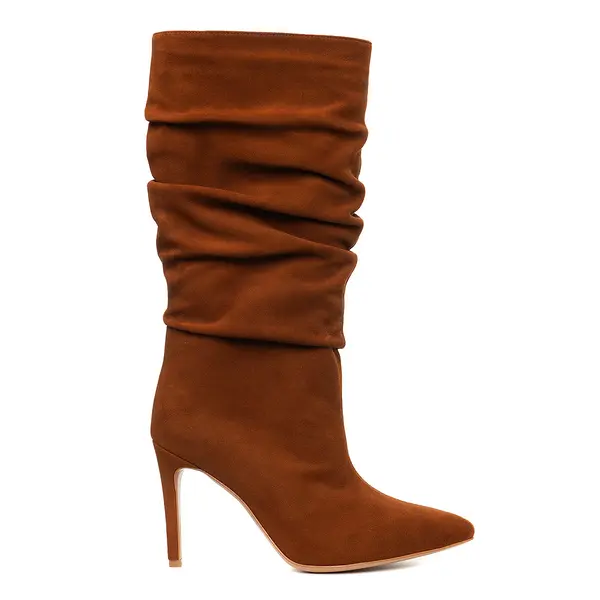 Cizme Crete Piele Intoarsa Eva 30, Maro-Caramel - 37 / 9.5 cm