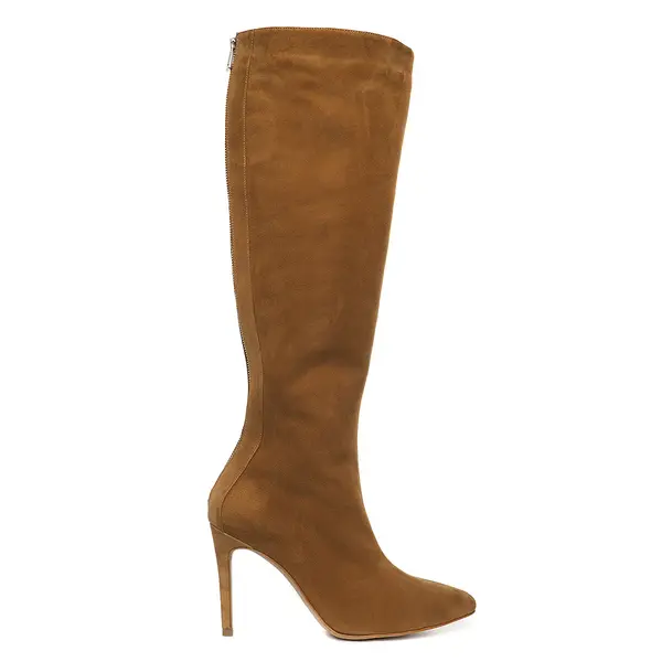 Cizme Gloria Piele Intoarsa, Sub Genunchi, Camel - 36 / 8cm