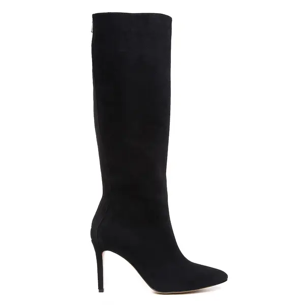 Cizme Gloria Piele Intoarsa, Sub Genunchi, Negre - 38 / 8cm