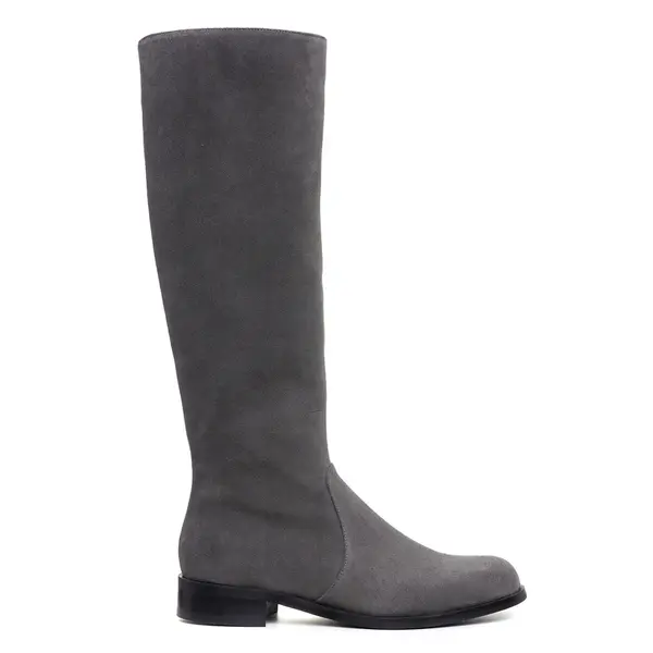 Cizme Lilly Piele Intoarsa, Sub Genunchi, Gri - 35 / 2.5 cm