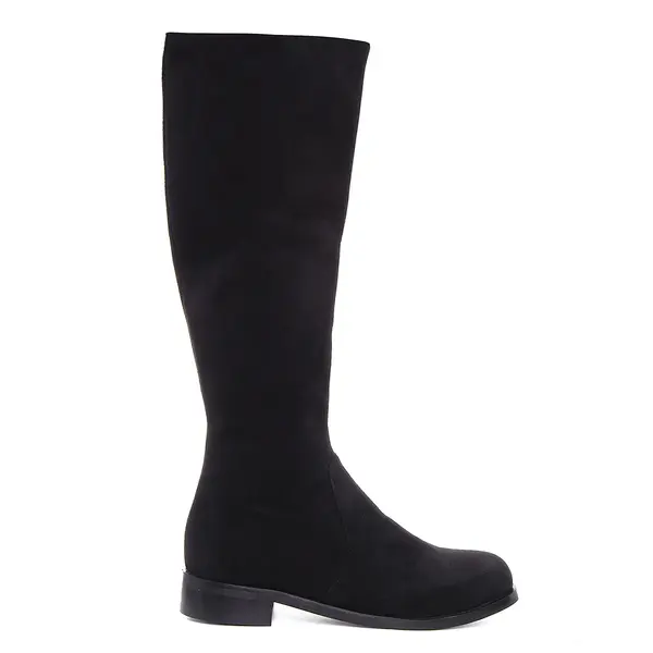 Cizme Lilly Piele Intoarsa, Sub Genunchi, Negre - 40 / 2.5 cm