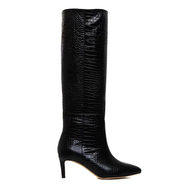 Cizme Milla Piele Embosata, Sub Genunchi, Negre - 38 / 8 cm