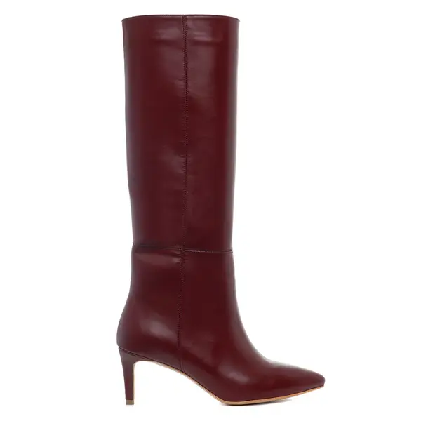 Cizme Milla Piele Naturala, Sub Genunchi, Burgundy - 42 / 8 cm