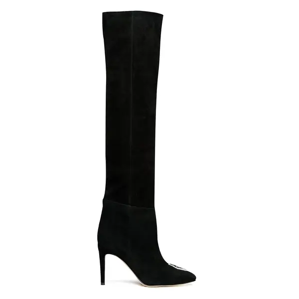 Cizme peste genunchi Piele Intoarsa, Negre - 40 / 11 cm