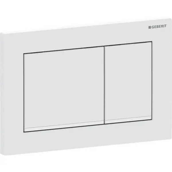 Clapeta actionare dubla rezervor wc alb mat cu banda de design de culoare alb lucios, Geberit Omega20