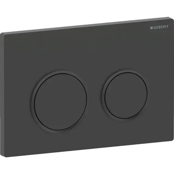 Clapeta actionare dubla rezervor wc, negru mat cu inel de design negru lucios, Geberit Omega20