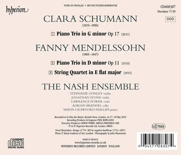 Clara Schumann: Piano Trio / Fanny Mendelssohn: Piano Trio, String Quartet | The Nash Ensemble