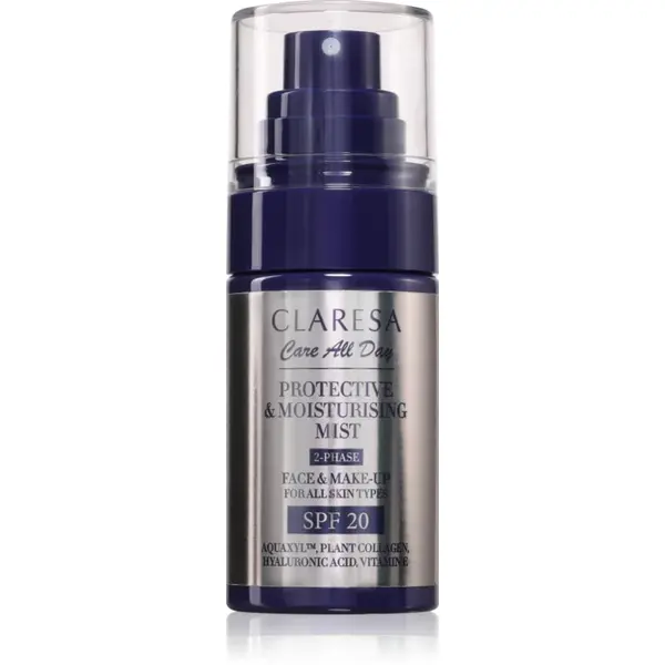 Claresa Care All Day Protective & Moisturising Mist fixator make-up cu efect de hidratare SPF 20 50 ml