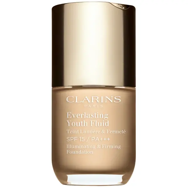 Clarins Everlasting Youth Fluid Foundation make-up pentru luminozitate SPF 15 culoare 101 Linen 30 ml