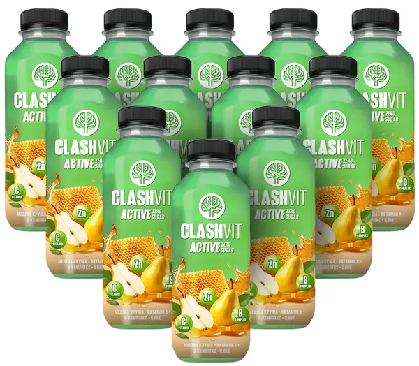 ClashVit Active Apă cu vitamine, pară cu miere, 12 buc