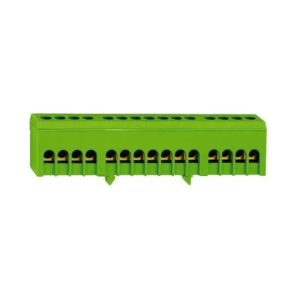 Clema de derivatie izolata PE, 1 pol, 15 iesiri, verde-galben, SCHRACK IK021039I