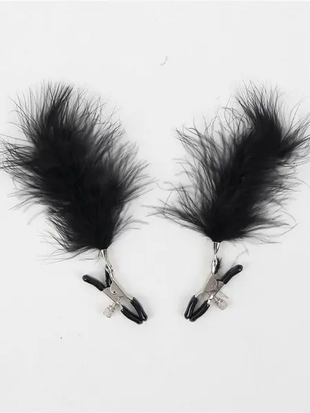 Cleme cu puf pentru sfarcuri C80715 Negru