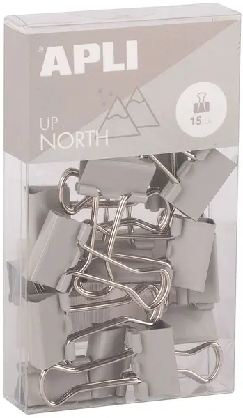 Cleme metalice Apli Up North - 19 mm, 14 buc., gri