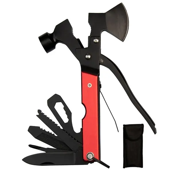 Cleste multifunctional DEPOX , Survival Instinct, otel inoxidabil, 16 functii, 16.5 cm, rosu, husa inclusa