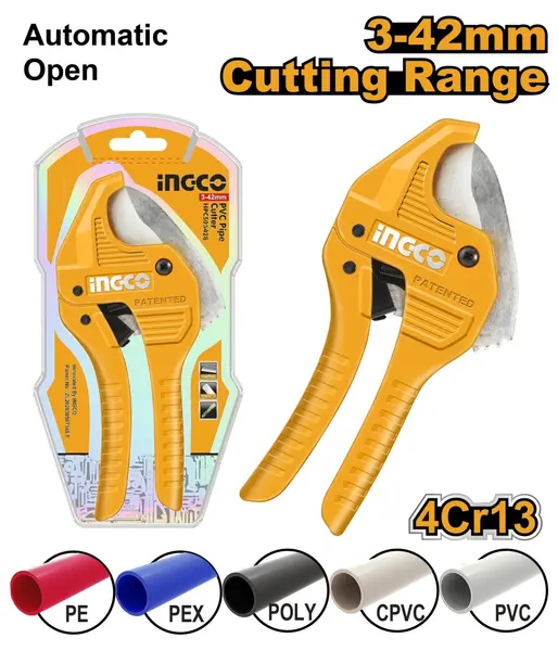 Cleste Taietor 193mm Teava PVC PPR cu Deschidere Automata INGCO HPCS05428