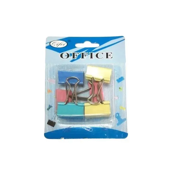 Clipsuri metalice Office Cover 5026, 25 mm, diverse culori, blister 6 bucati