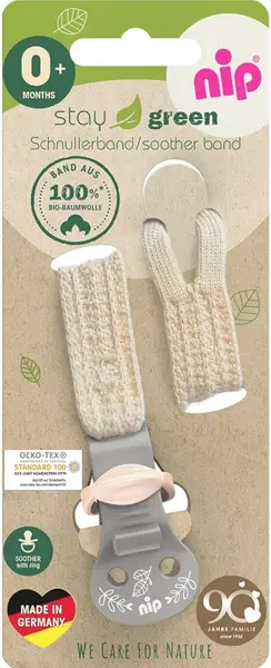 Clipul pentru suzeta NIP - Stay Green, gri