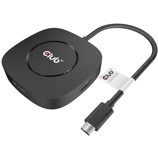 CLUB 3D HUB splitter video USB-C Multi Stream Transport, CLUB 3D CSV-1550, USB-C 3.2 Gen 1 la 3 x DisplayPort 1.4