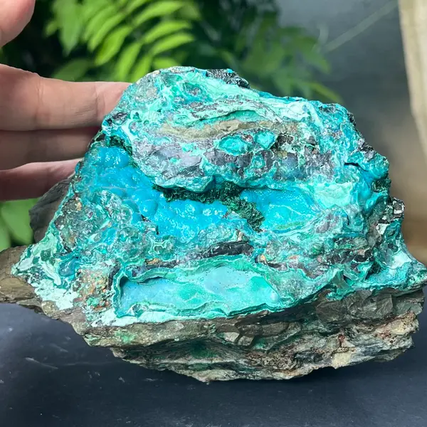 Cluster XL crisocola botrioidala piatra bruta model 3
