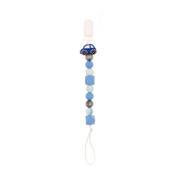 Coccorito Colier pentru suzeta din silicon, masina bleu, 1 bucata