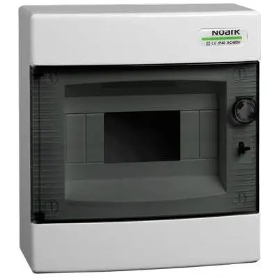 Cofret de distributie din plastic, montare aparenta , usa tranparenta, IP40, 1 rand, 8 module Noark PNS 8T ( 101497 )
