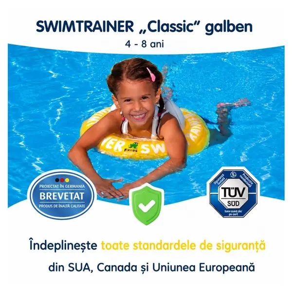 Colac de inot pentru copii Swimtrainer Classic galben 4-8 ani Freds Swim Academy