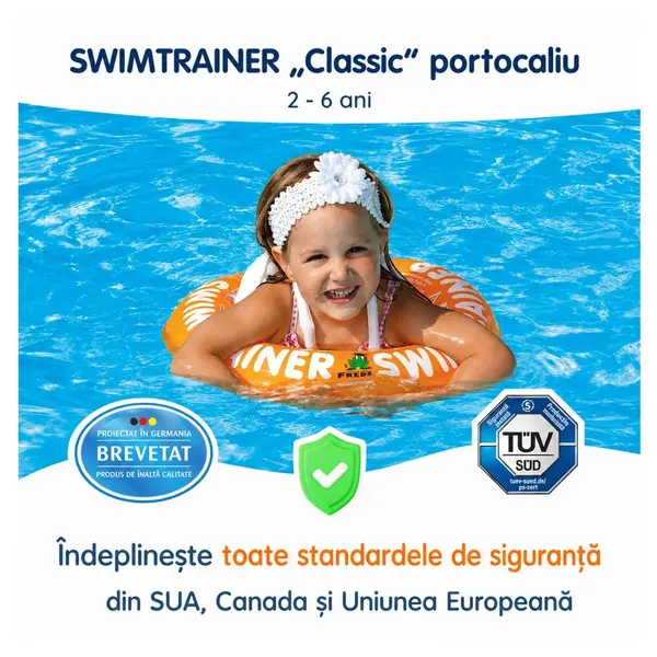 Colac de inot pentru copii Swimtrainer Classic portocaliu 2-6 ani Freds Swim Academy