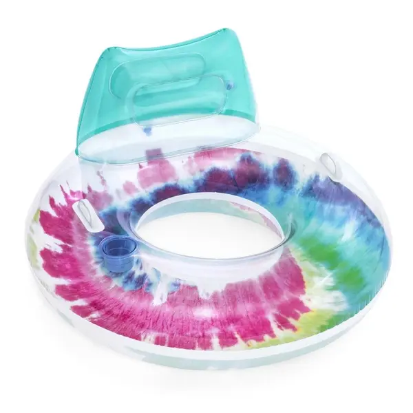 Colac gonflabil Bestway Rainbow Splash cu Manere, Suport pahar, Tetiera, Diametru 117 cm, Sarcina maxima 90kg
