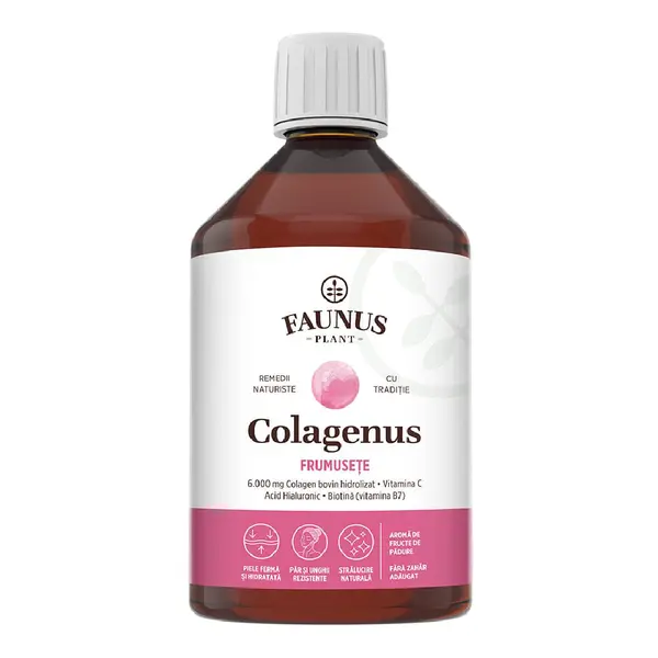 Colagenus Frumusete, Colagen lichid hidrolizat cu acid hialuronic și biotină, 500 ml, Faunus Plant