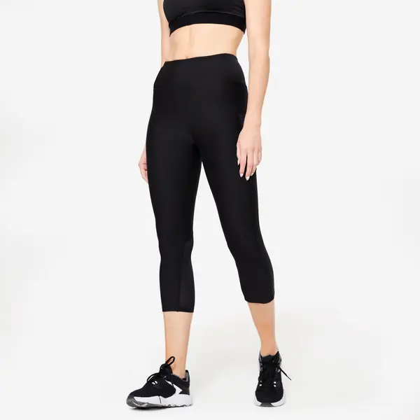 Colanți 120 Fitness 7/8 cu buzunar pentru telefon Negru Damă