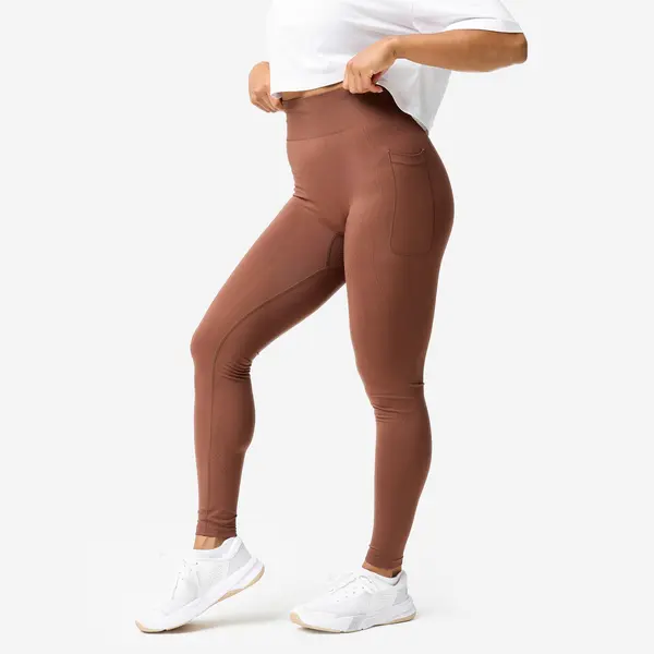 Colanți de sport efect push up talie înaltă maro damă