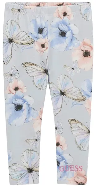 Colanți lungi pentru copii Guess - Cu flori și fluturi, multicolor, 18 luni