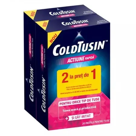 ColdTusin Tuse 20 pastile – Pachet Promo 2 la preț de 1, Perrigo