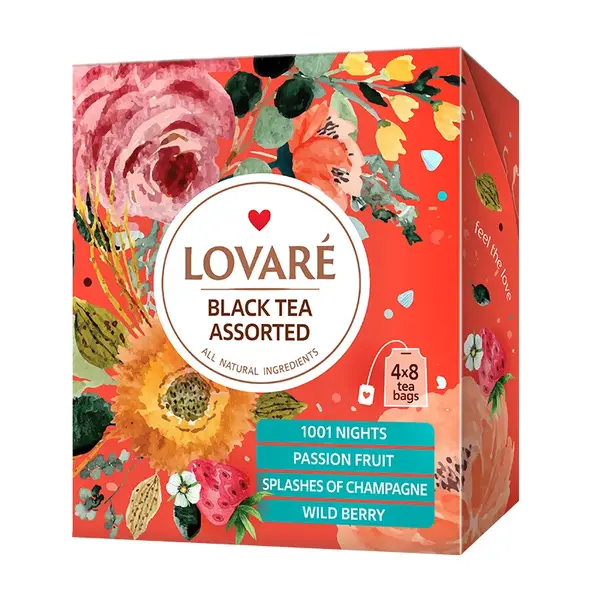 Colectie ceai negru Lovare asortat 32 plicuri 4 arome 64 g Colectie ceai negru Lovare asortat 32 plicuri 4 arome 64 g
