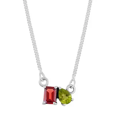 Colier argint granat, peridot | DUO