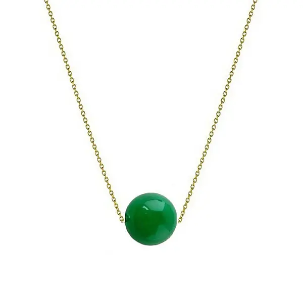 Colier Aur 14k cu Jad Natural Malaesian de 10 mm