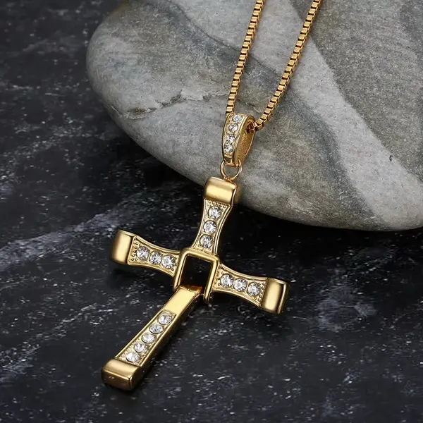 Colier cu Cruce Hosanna, Sfințit la Mormântul Sfânt - Auriu