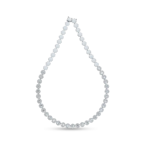 Colier din aur alb cu diamante baguette si rotunde de 11.3ct