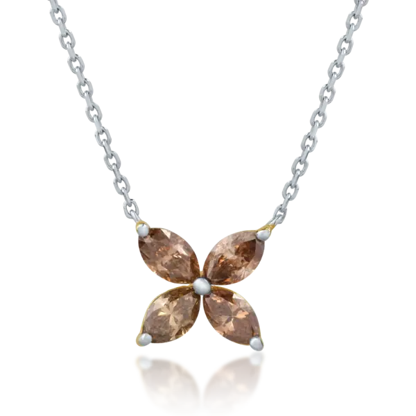Colier din aur alb cu diamante maro marquise de 1.49ct
