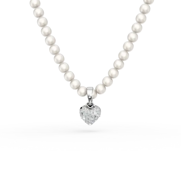 Colier din aur alb cu perle de cultura de 41.9ct si diamante de 0.19ct