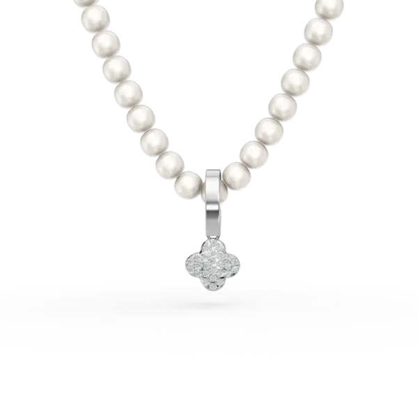 Colier din aur alb cu perle de cultura de 43ct si diamante de 0.1ct