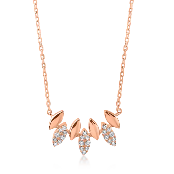 Colier din aur roz cu diamante de 0.1ct