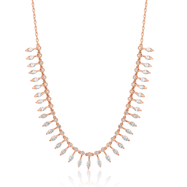 Colier din aur roz cu diamante marquise si rotunde de 2.01ct