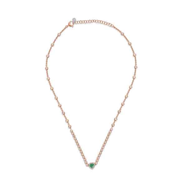 Colier din aur roz cu smarald heart de 0.52ct si diamante de 1.75ct