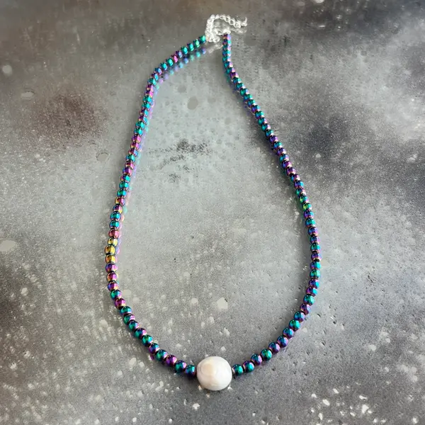 Colier hematit Rainbow #371