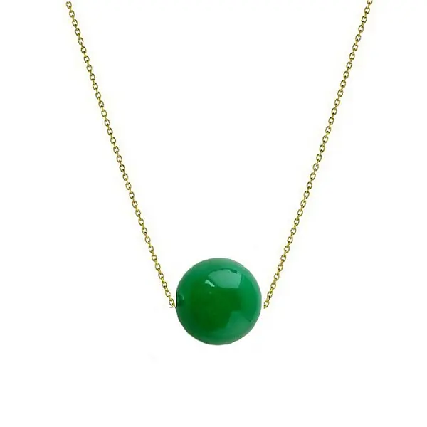 Colier Kaskadda din Aur de 14k si Jad Natural Malaesian de 12 mm